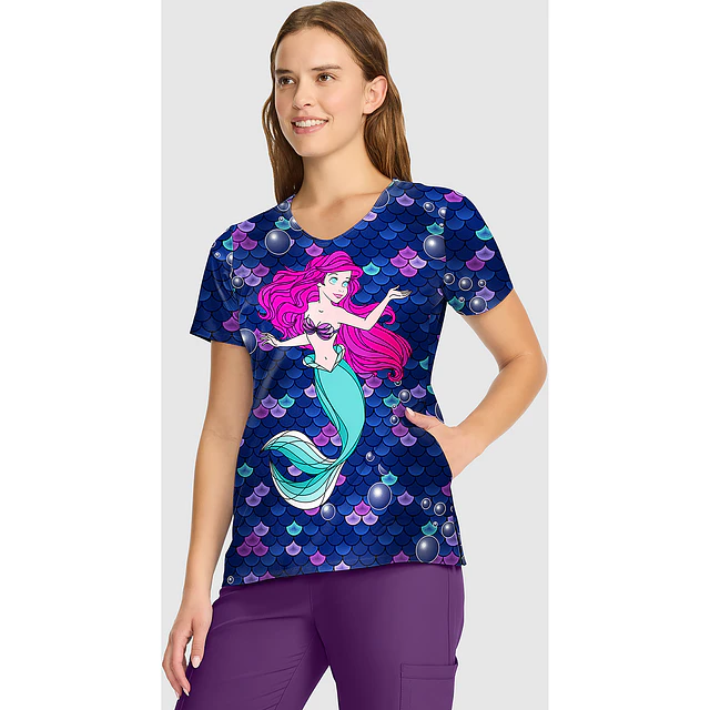 TOP CLÍNICO ESTAMPADO MUJER, TOONIFORMS DISNEY TF626 PRTO