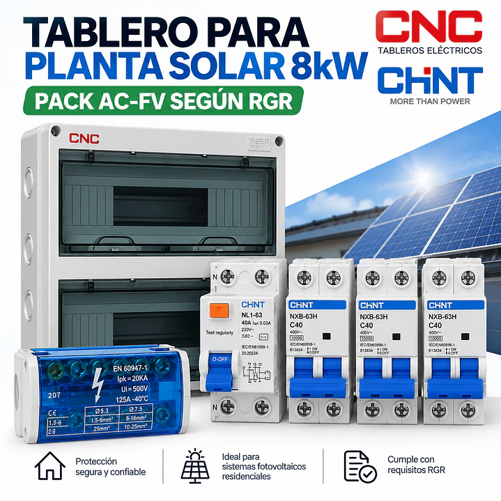 ☀️⚡ Tablero para Planta Solar 8kW Pack | AC-FV según RGR 1