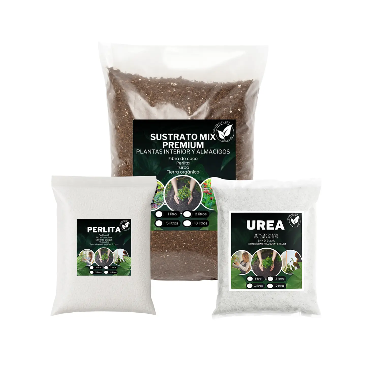 Kit de siembra Sustrato Premium + Perlita + Fertilizante 1