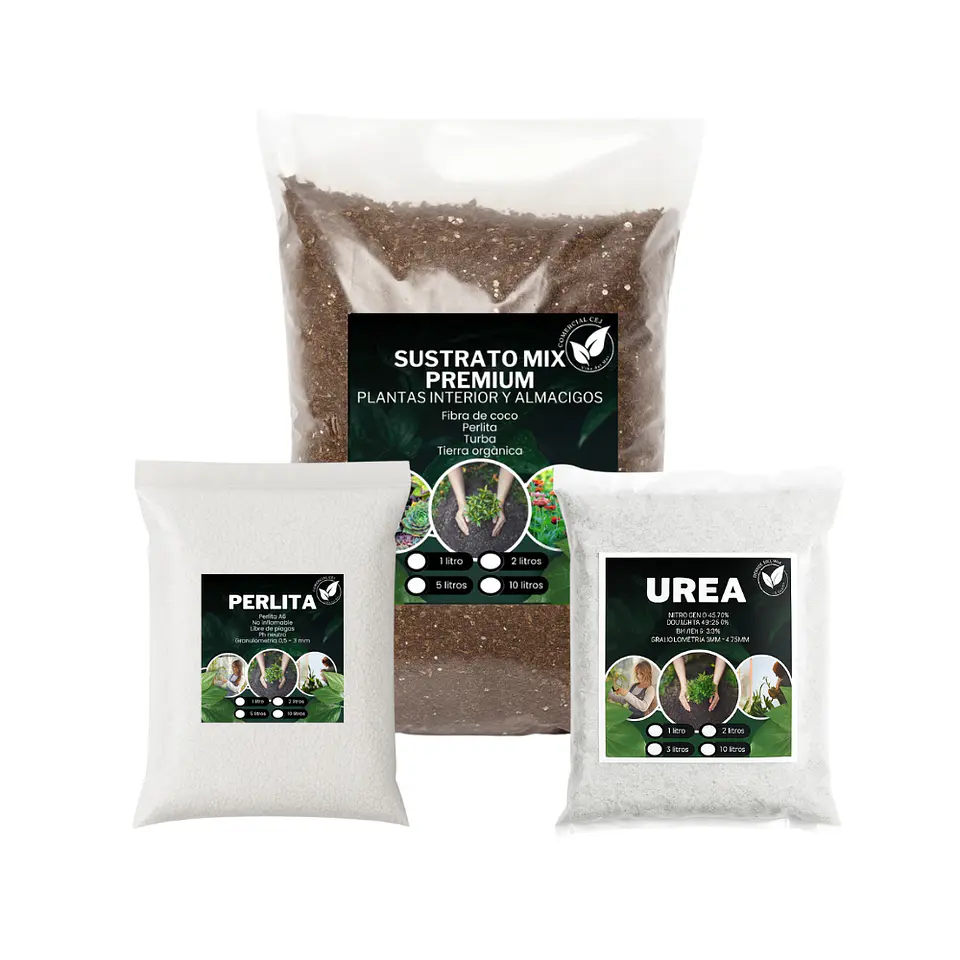 Pack Sustrato Mix Premium + Perlita + Fertilizante Urea 5