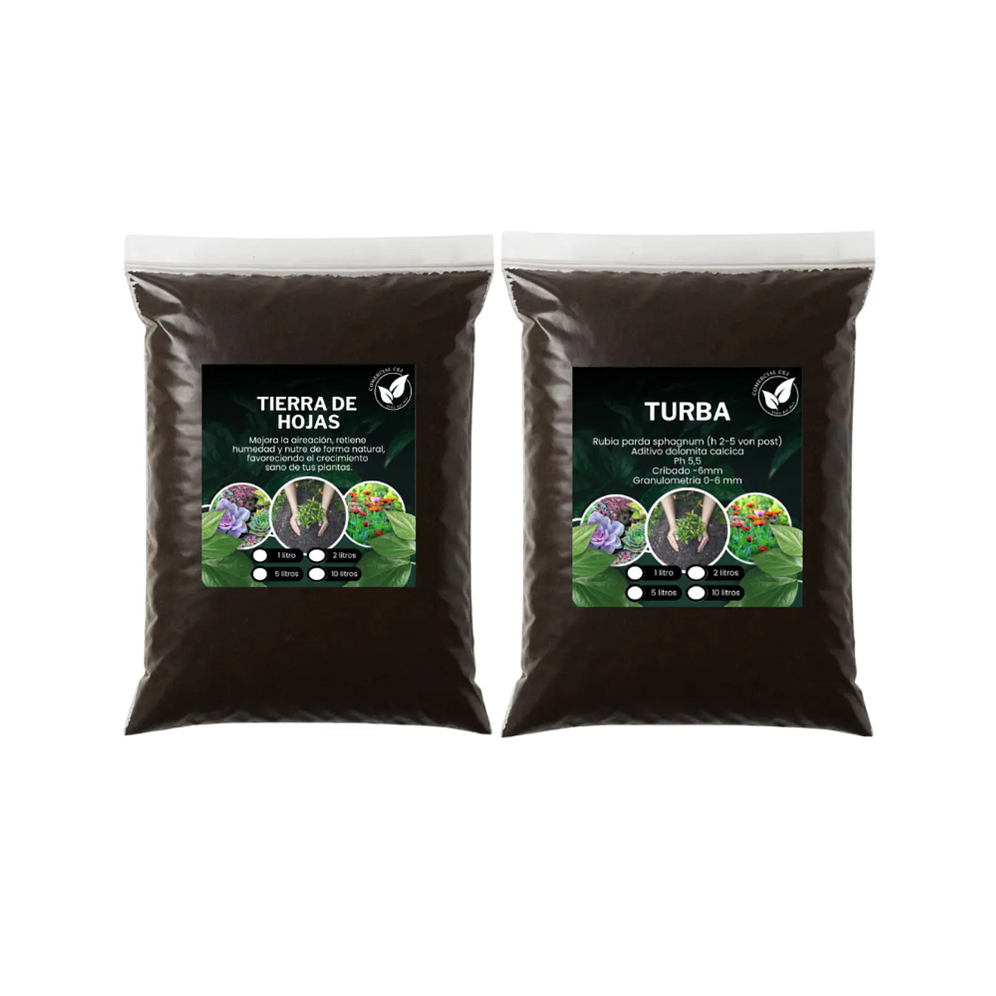Pack Tierra de Hoja Orgánica 20 L + Turba 5 L 5