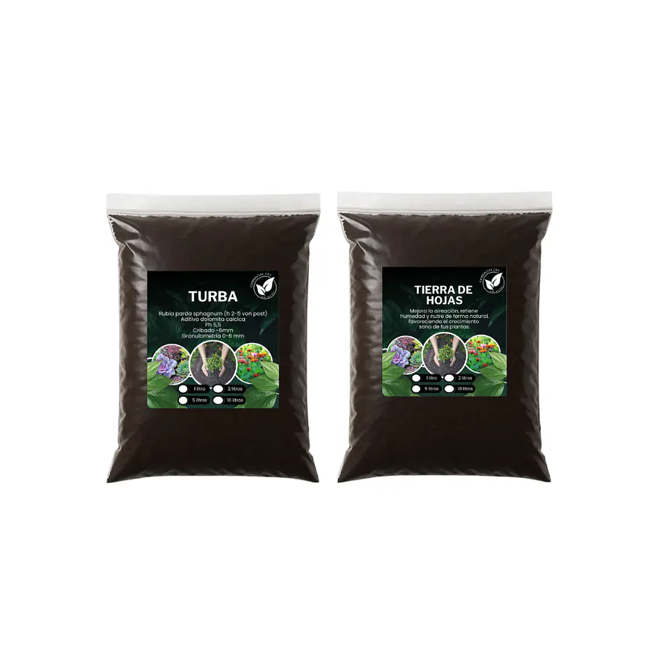 Pack Tierra de Hoja Orgánica 20 L + Turba 5 L 1