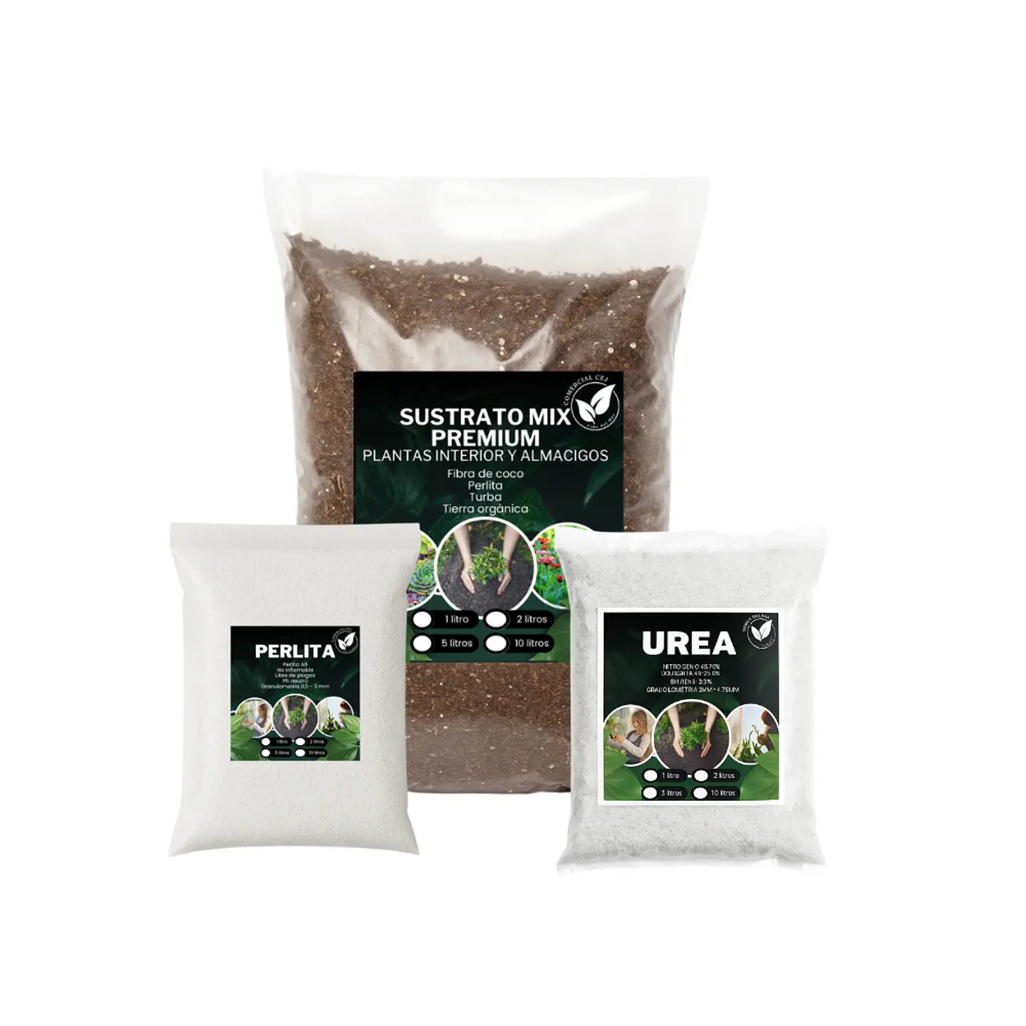 Pack Sustrato Mix Premium + Perlita + Fertilizante Urea 1