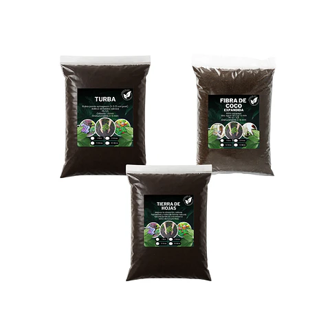 Pack de Sustratos Premium – Tierra de Hoja Orgánica + Turba + Fibra de Coco