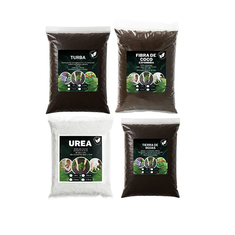 Kit siembra Turba + Perlita + Fibra + Fertilizante + Tierra