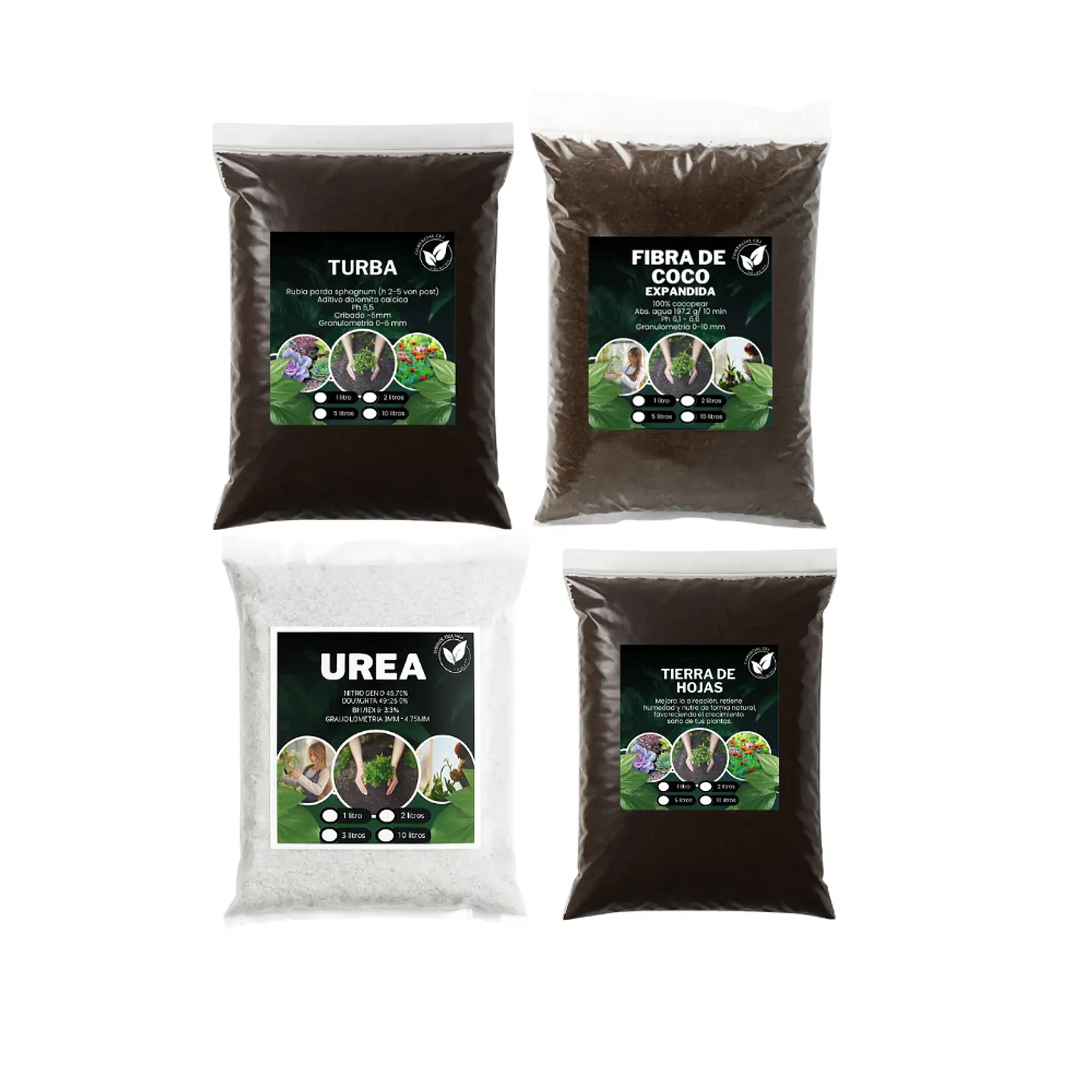 Kit siembra Turba + Perlita + Fibra + Fertilizante + Tierra 1