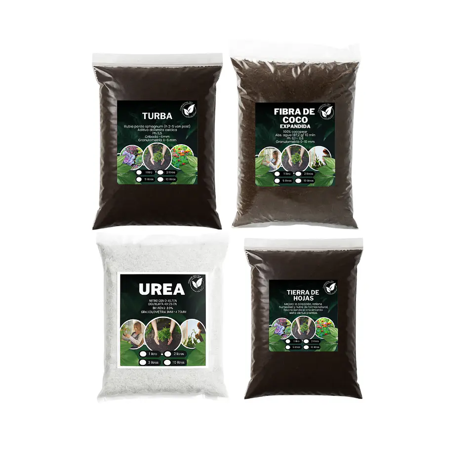 Kit siembra Turba + Perlita + Fibra + Fertilizante + Tierra 1