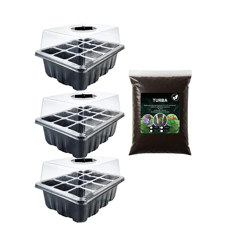 Pack 3 Germinadores Mini + Turba 3 Litros