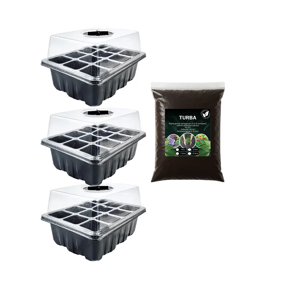 Pack 3 Germinadores Mini + Turba 3 Litros 1