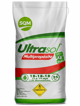 Fertilizante Soluble Ultrasol Multiproposito 18-18-18 NPK 1 Kg