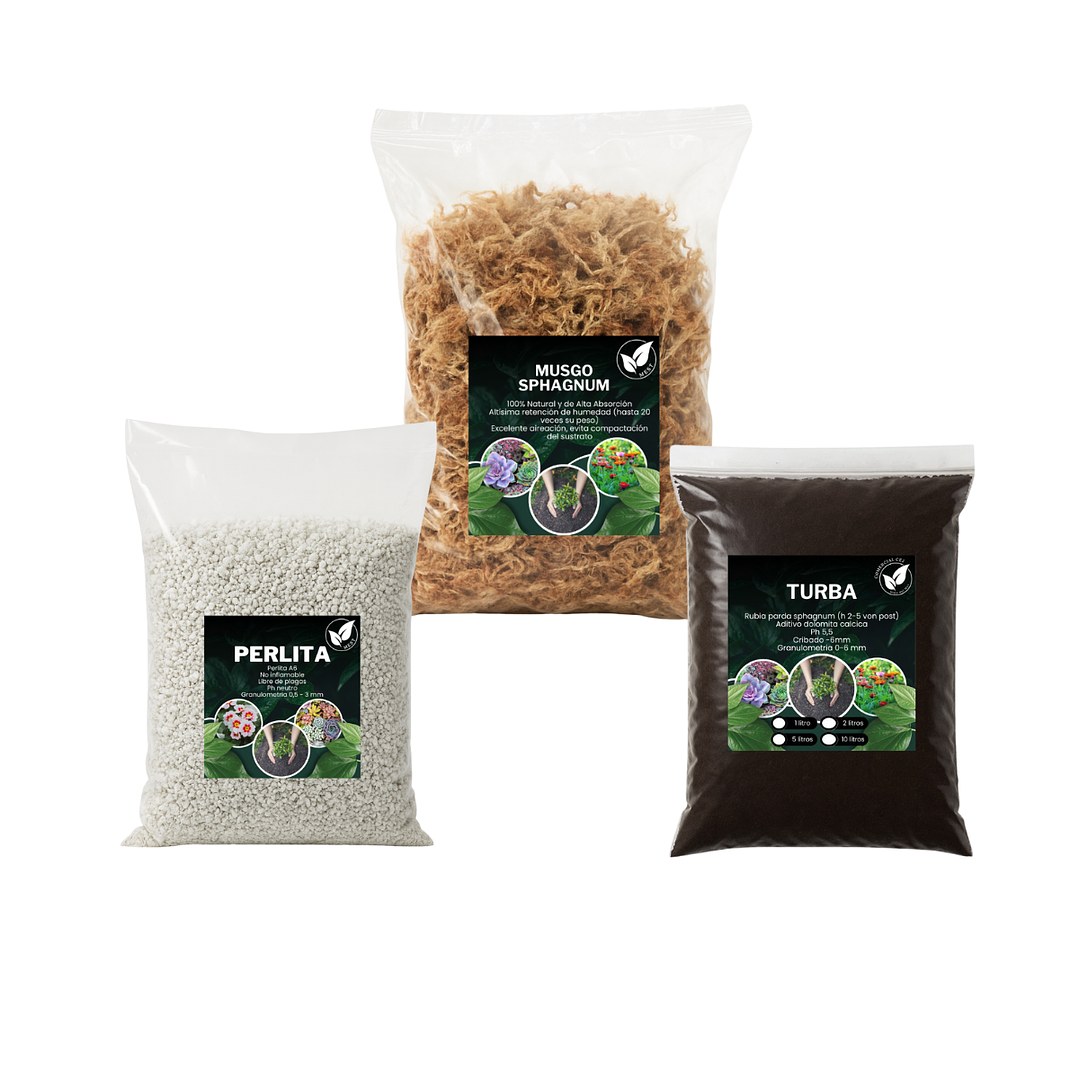 Sustrato Para Plantas Carnívoras Turba 5L - Perlita 5L- Musgo Sphagnum 5L 1
