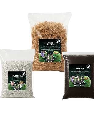 Sustrato Para Plantas Carnívoras Turba 5L - Perlita 5L- Musgo Sphagnum 5L