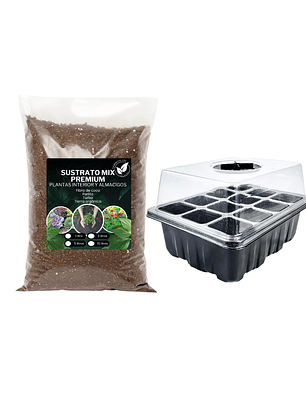 Kit Huerta: Mini Invernadero + Sustrato Mix 5 Litros