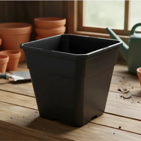 Maceta Cuadrada 20x20x25 De 7 Litros Negro Rectangular