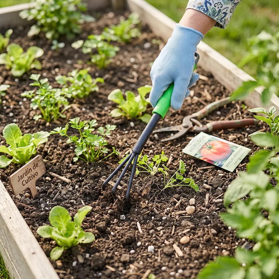 Rastrillo de Mano de 3 Puntas para Jardinería | Cultivador y Escarificador de Tierra 2