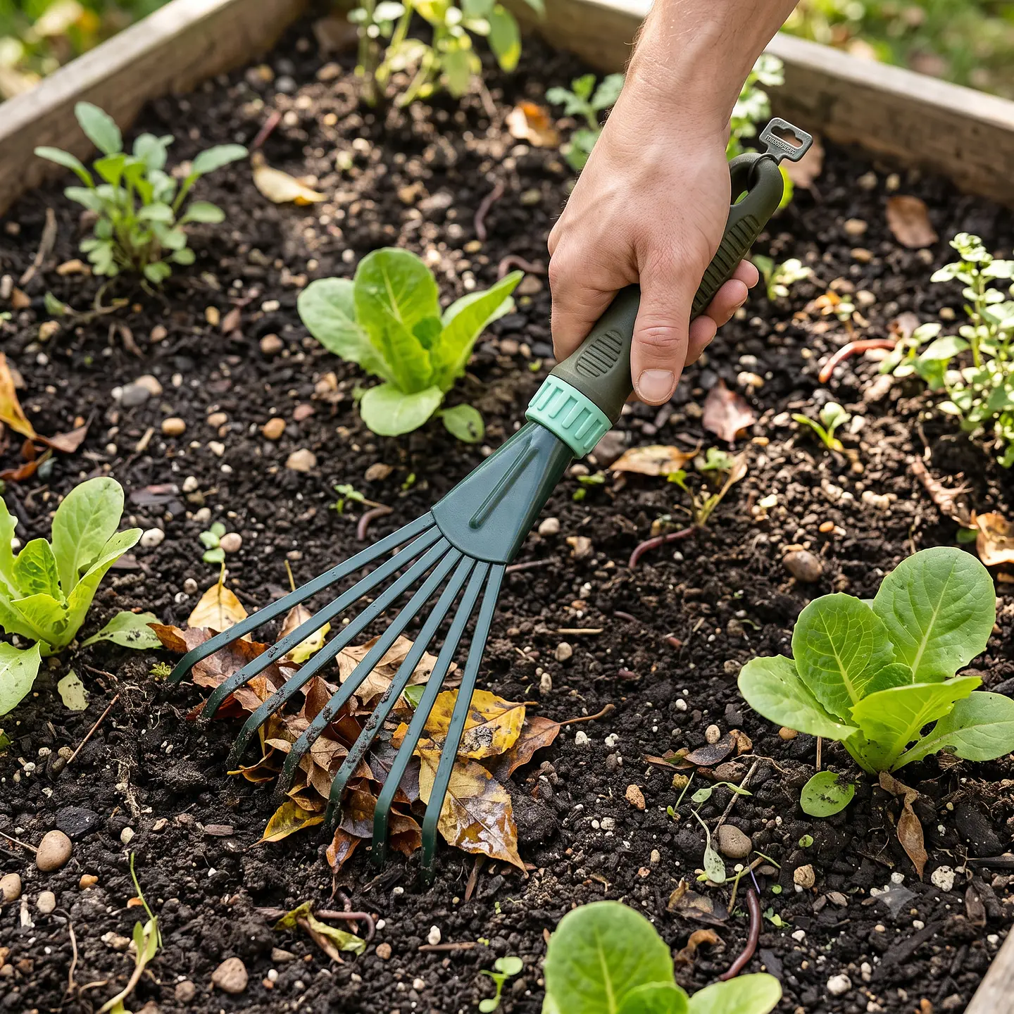 Rastrillo De Mano Para Jardín Escoba Barre Hojas Manual 2
