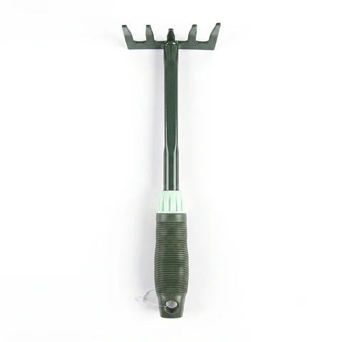 Rastrillo Metálico para Jardín con Mango Ergonómico 5 dientes rigidos