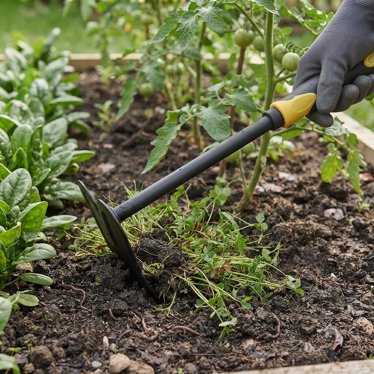 Azadón Cuadrado de Jardinería con Mango Ergonómico Antideslizante | Herramienta para Huertos y Plantas 3