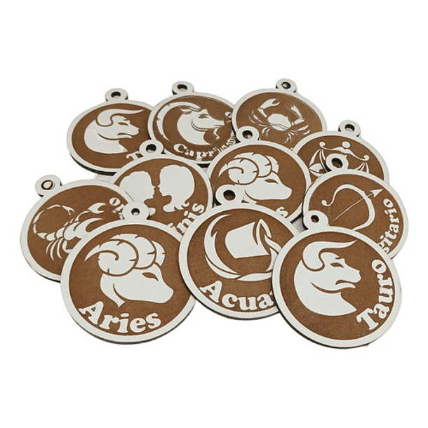 Colgantes Llaveros De Madera Zodiaco 7