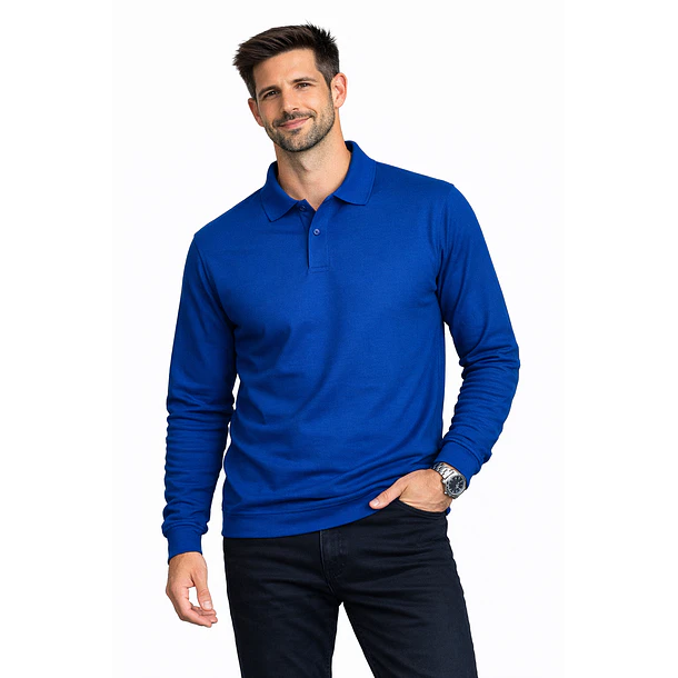 Polera Pique Hombre Manga Larga 21