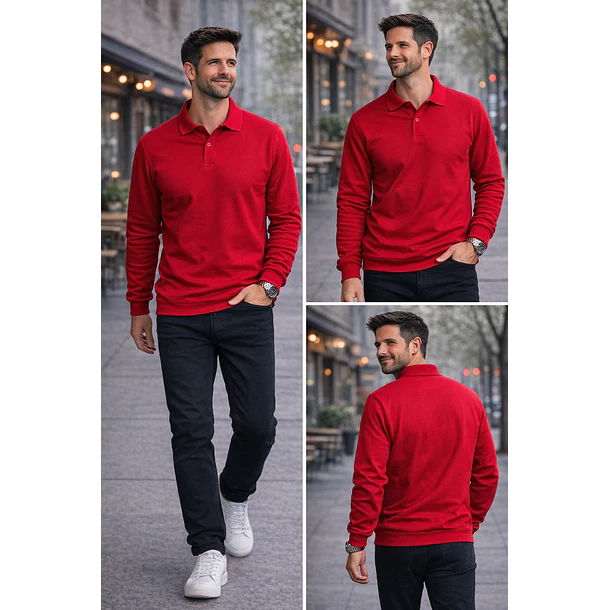 Polera Pique Hombre Manga Larga 22