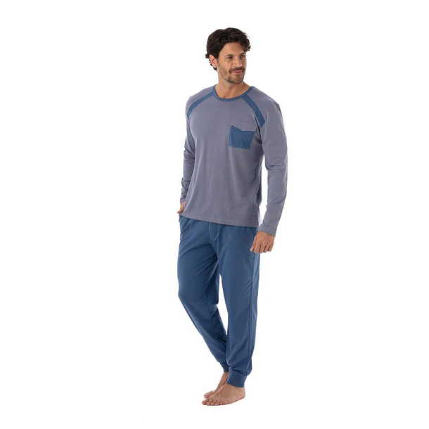 Pijama Largo Algodón Bicolor Hombre 3