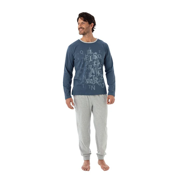 Pijama Largo Algodón Bicolor Hombre 5