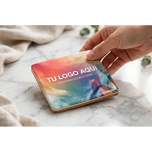  Posa Vaso Ceramica Personalizable por Sublimación - Base Corcho Antideslizante 4