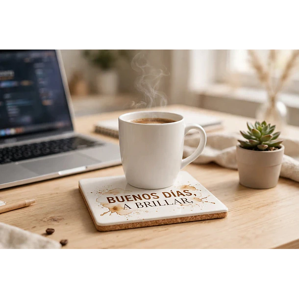  Posa Vaso Ceramica Personalizable por Sublimación - Base Corcho Antideslizante 5