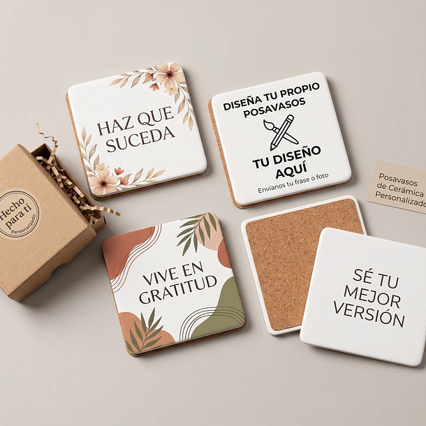  Posa Vaso Ceramica Personalizable por Sublimación - Base Corcho Antideslizante 7