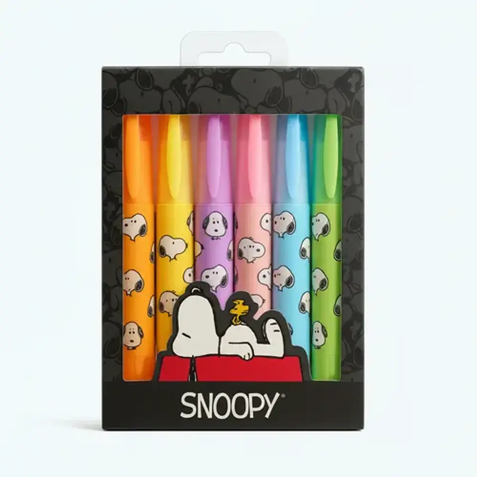 SET DE DESTACADORES BORRABLES X 6 SNOOPY 1