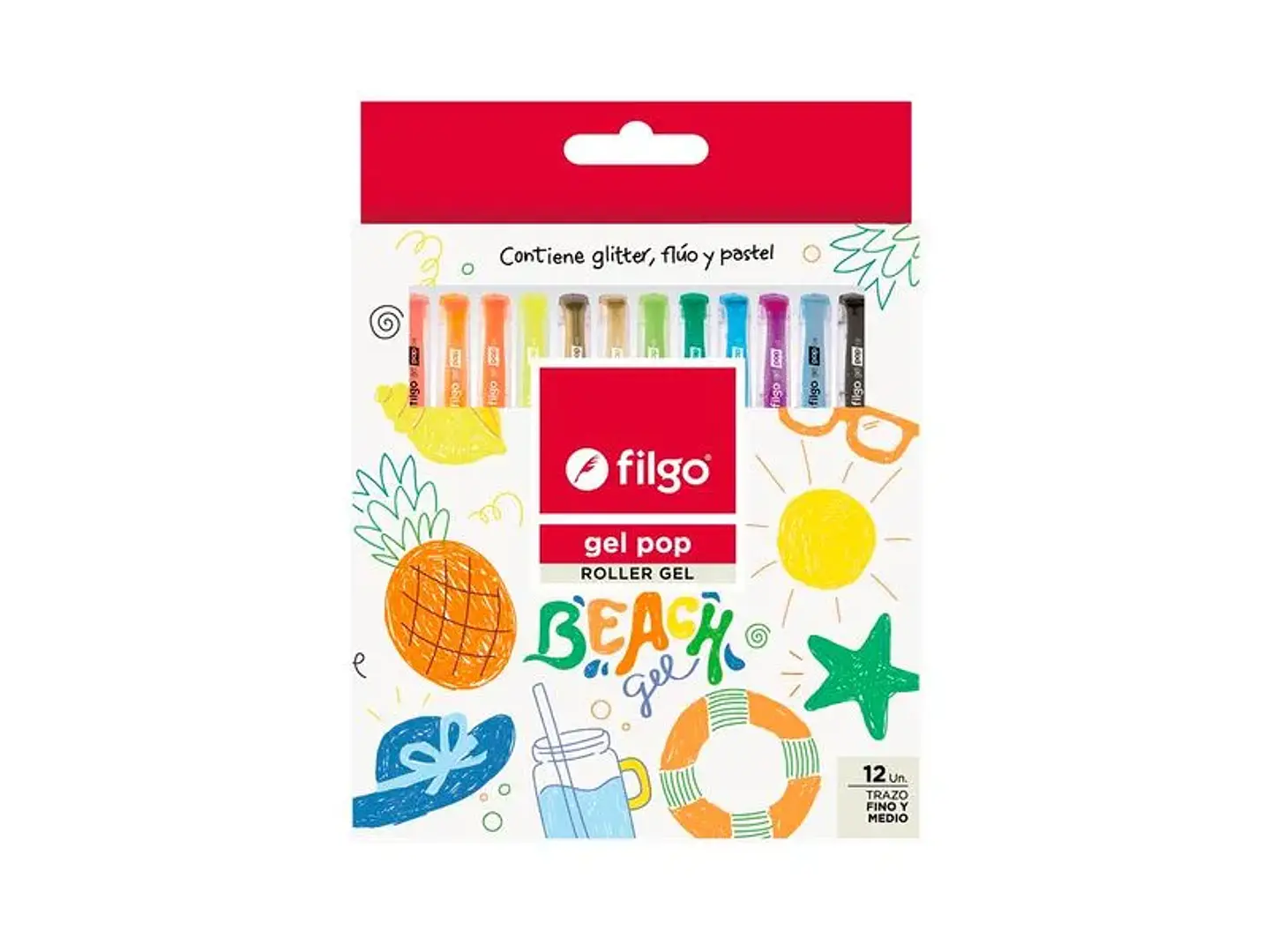 Roller Gel pop estuche 12 colores Beach Filgo 1