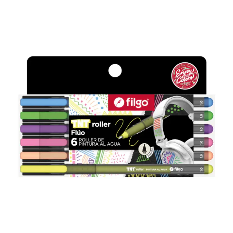 Roller de pintura al agua TNT 6 colores flúor 1