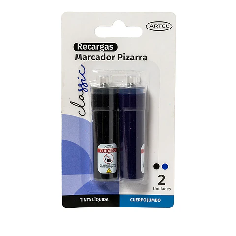 Recargas Marcador De Pizarra Artel Azul-Negro 2 Unidades Cuerpo Jumbo