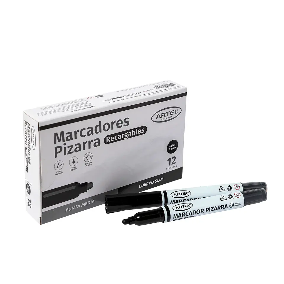 Marcador Pizarra Artel Recargable Slim Negro 1 Unidad 1