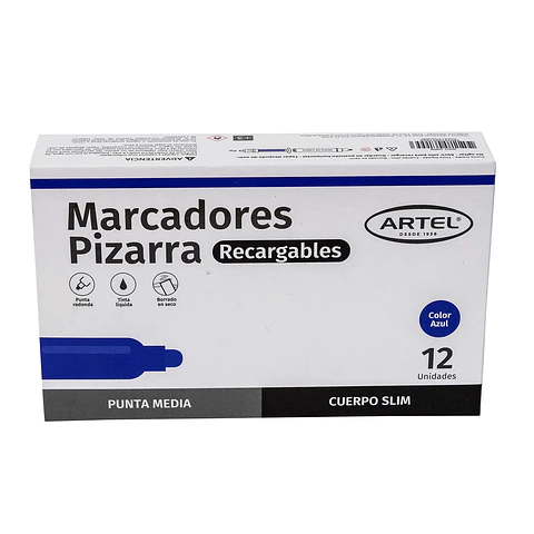 Marcador Pizarra Artel Recargable Slim Azul 1 Unidad