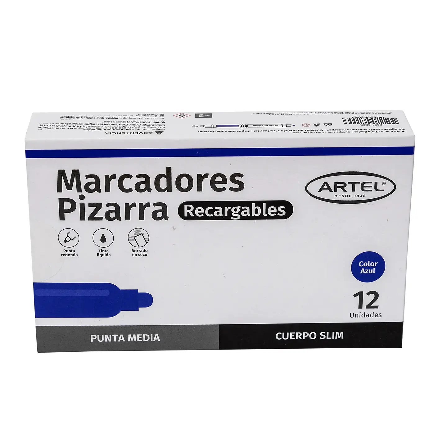 Marcador Pizarra Artel Recargable Slim Azul 1 Unidad 1