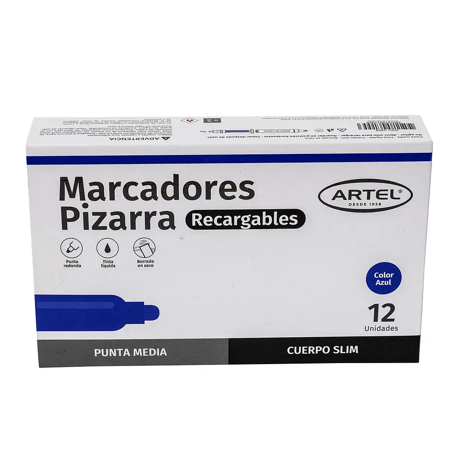 Marcador Pizarra Artel Recargable Slim Azul 1 Unidad 1