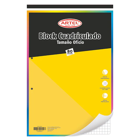Block Nota Oficio Prepicado 80 Hojas Cuadriculada 7 Mm 
