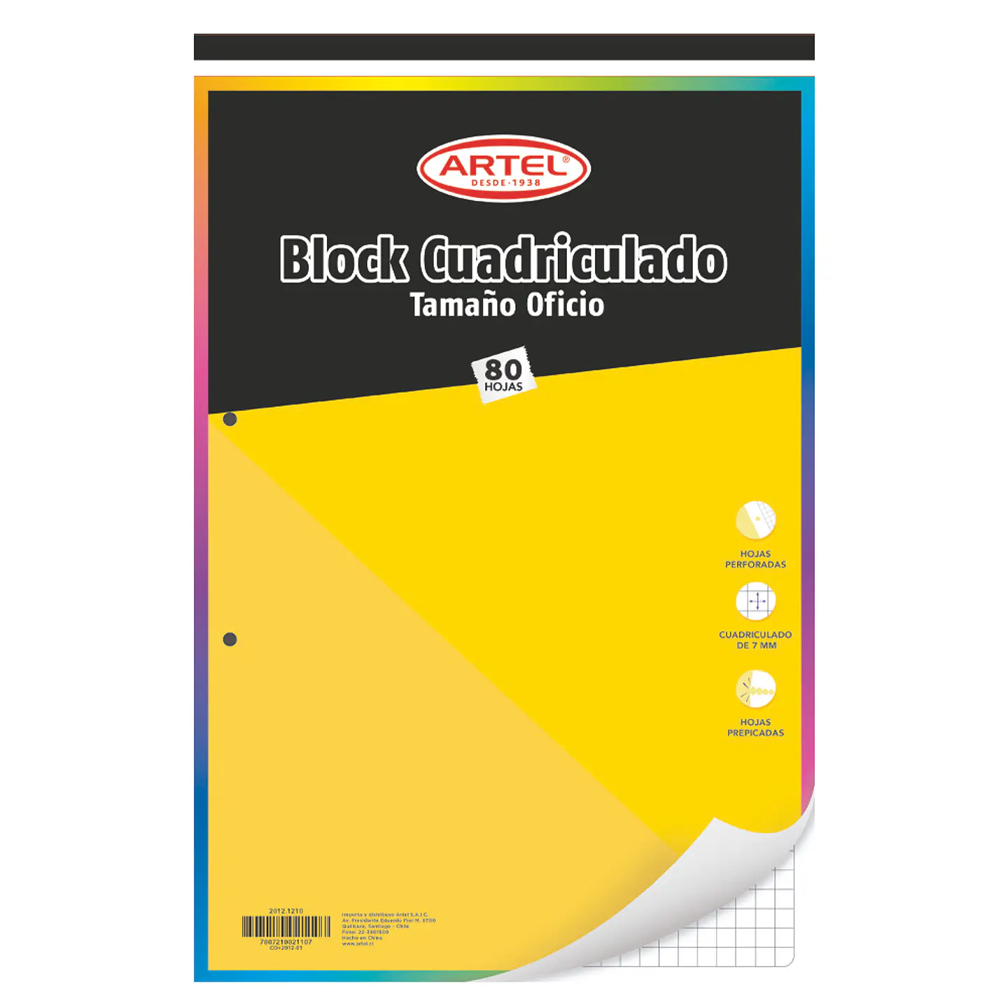 Block Nota Oficio Prepicado 80 Hojas Cuadriculada 7 Mm  2