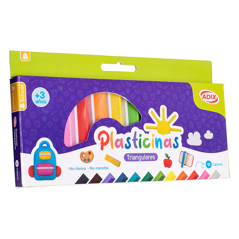 Plasticina Triangular 12 Colores Adix 1