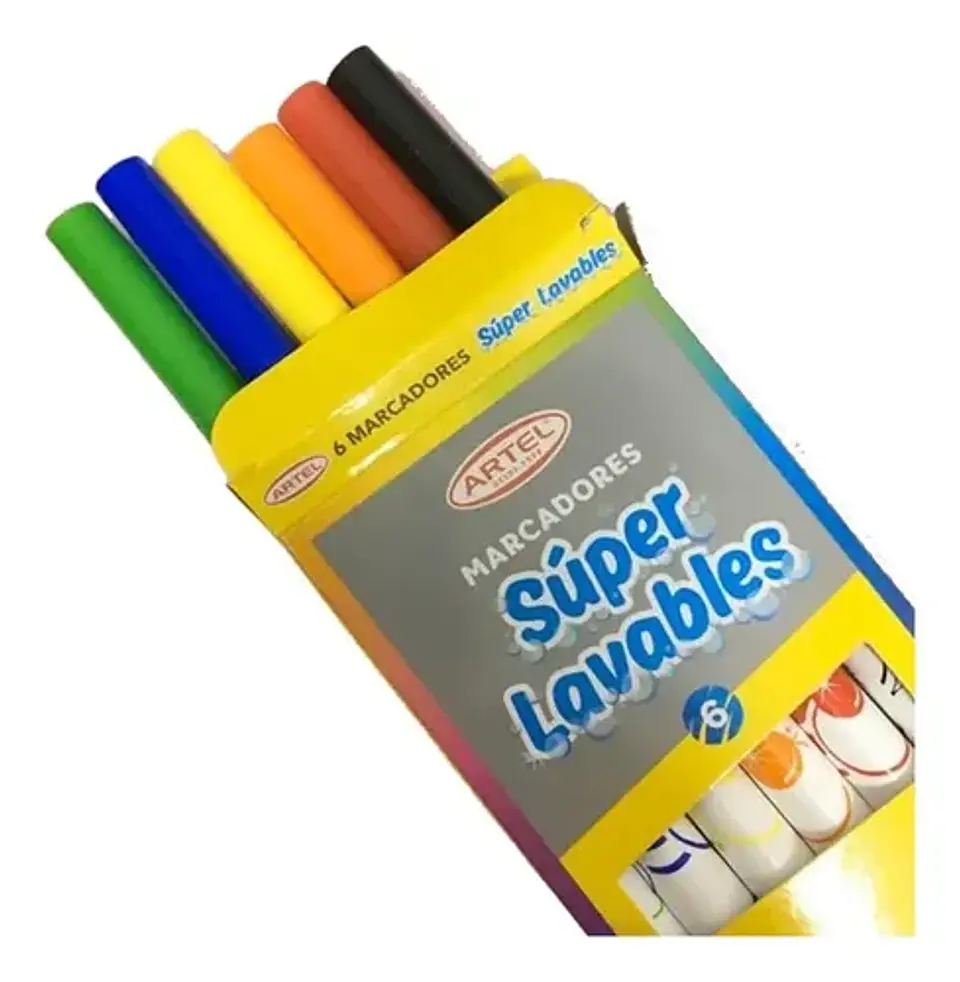 Marcadores súper lavables Artel 6 colores 1