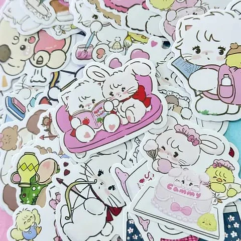 Stickers Kawaii Set Mikko Illustrations 60 Unidades