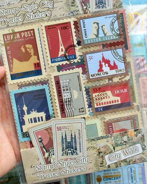 Stickers Estampillas Vintage Ciudad