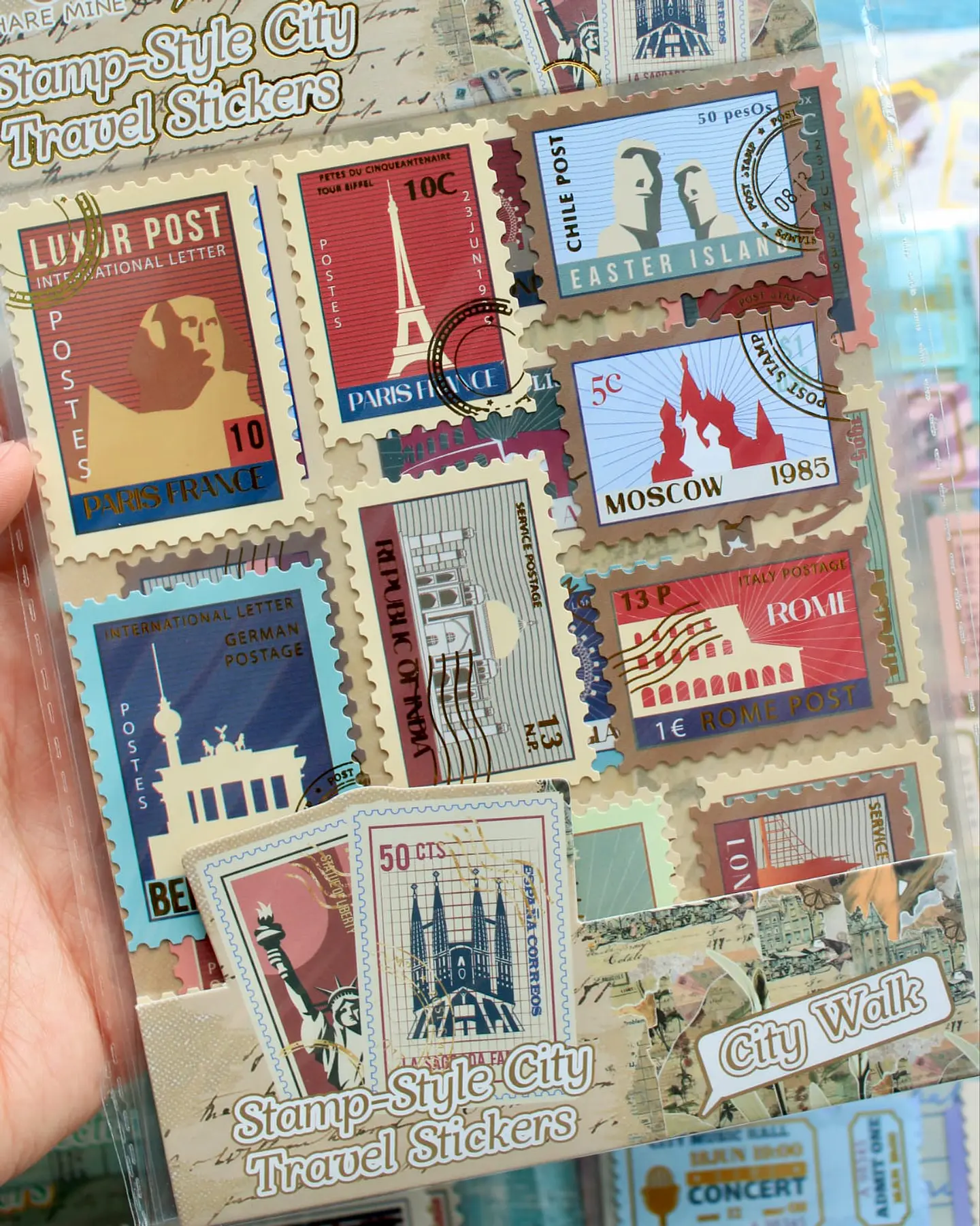 Stickers Estampillas Vintage Ciudad 1
