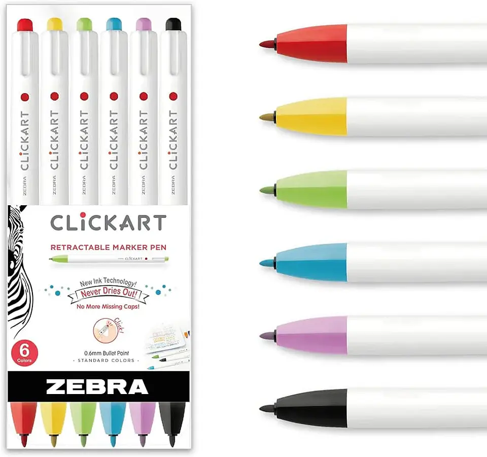 Zebra Clickart - Set 6 Marcadores Retractiles 1