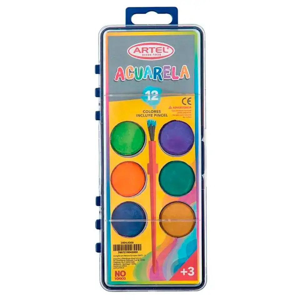 Estuche Acuarela 12 Colores Artel 1