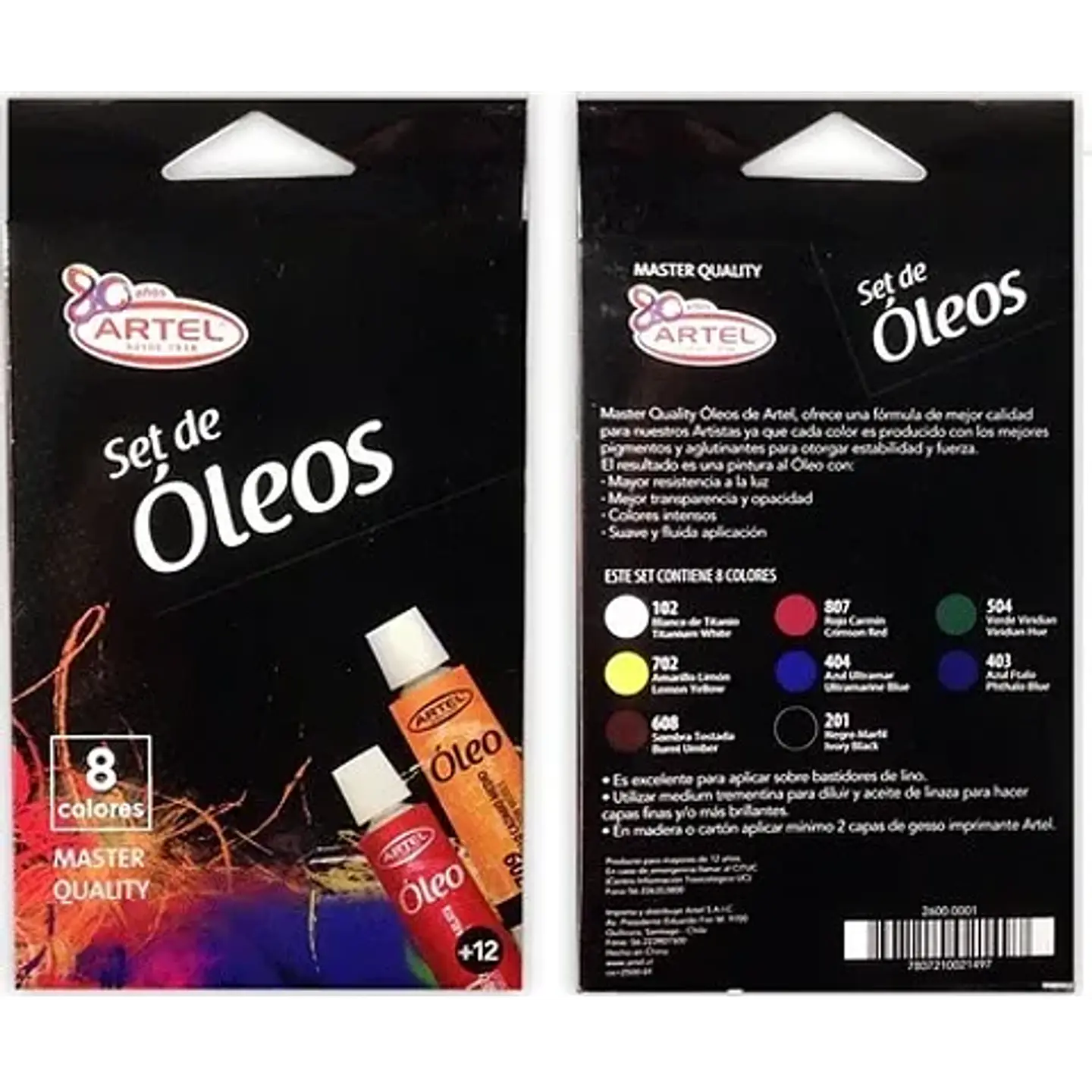 Set Oleo Artel 8 Colores 12ml 1