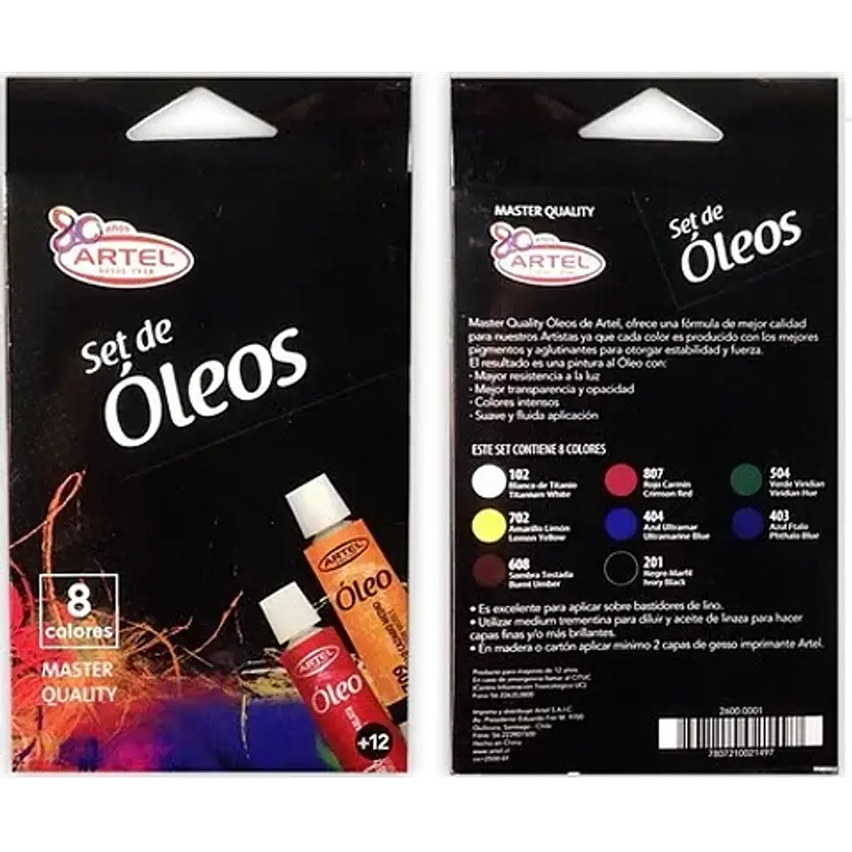 Set Oleo Artel 8 Colores 12ml 1