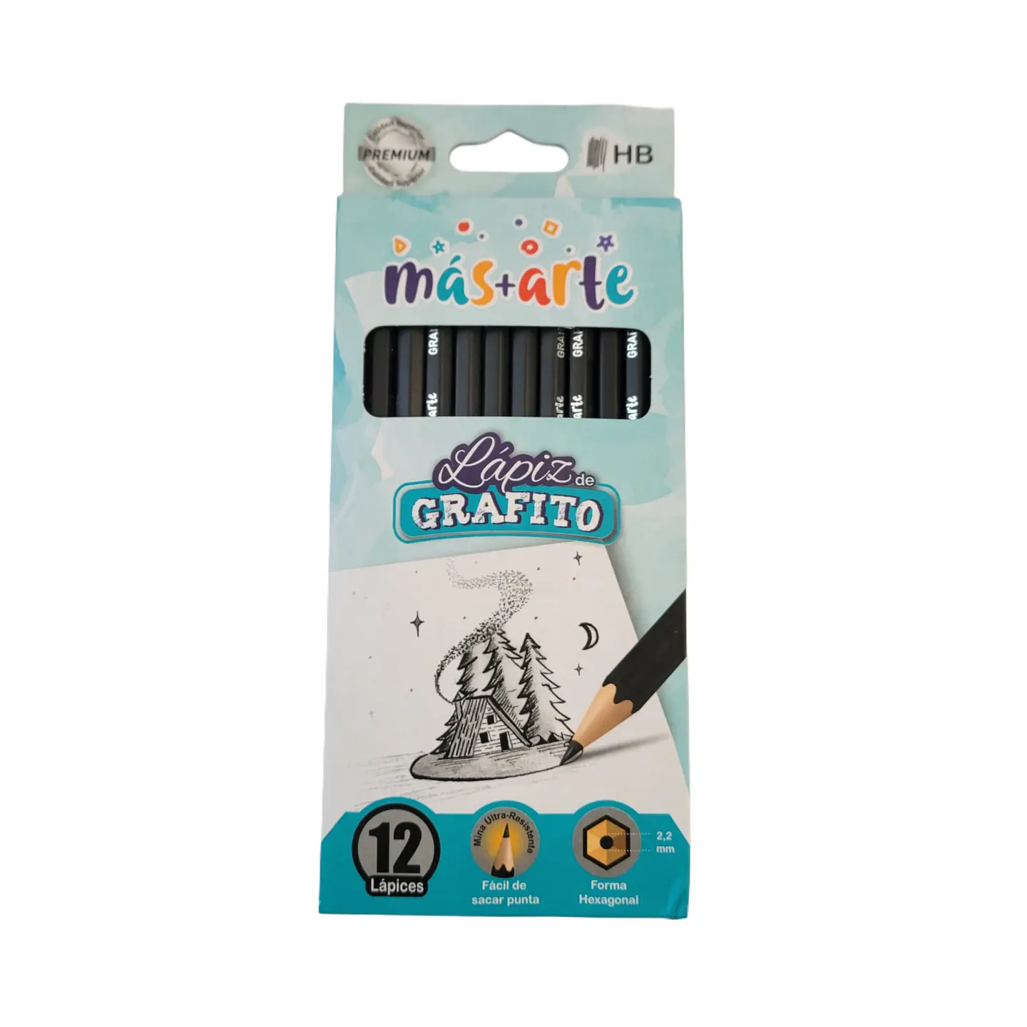 Set 12 Lapices Grafitos Hb Mas Arte 1